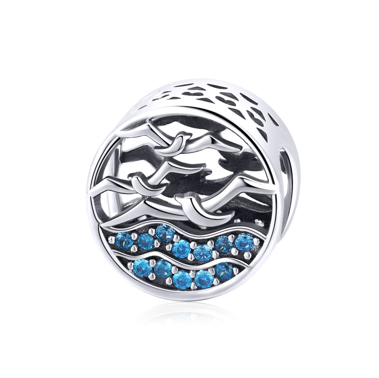S925 Sterling Silver DIY Bracelet Accessories Seagull Blue Beaded Hollow Loose Beads, SCC1454