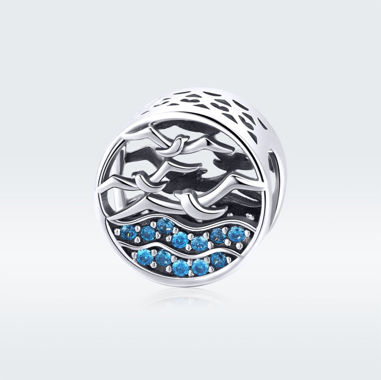 S925 Sterling Silver DIY Bracelet Accessories Seagull Blue Beaded Hollow Loose Beads, SCC1454
