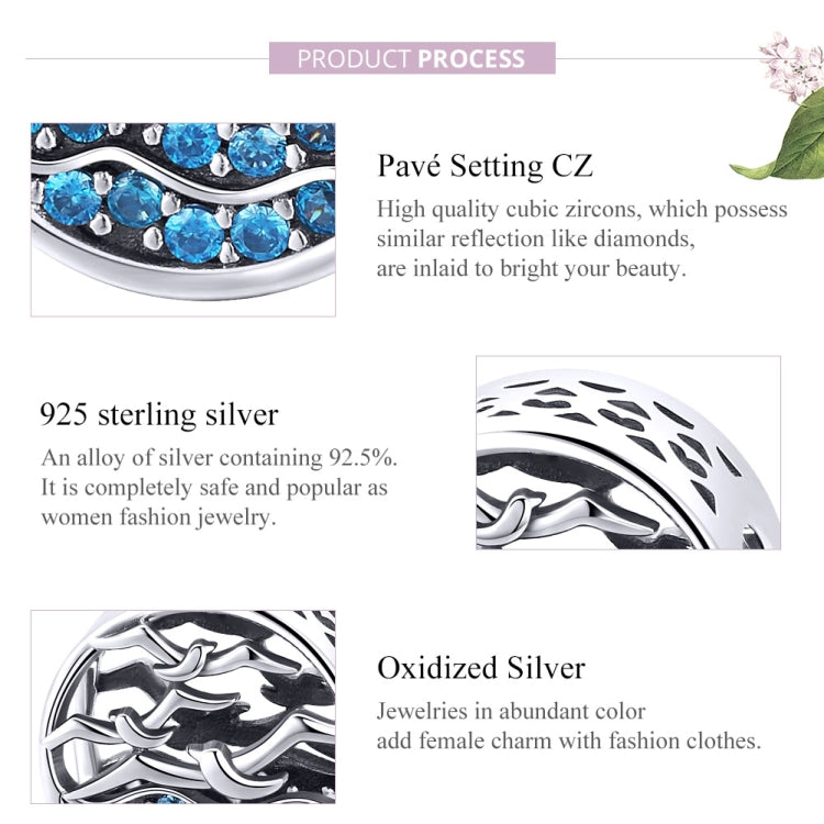 S925 Sterling Silver DIY Bracelet Accessories Seagull Blue Beaded Hollow Loose Beads, SCC1454