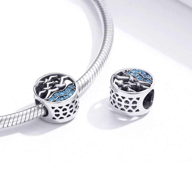 S925 Sterling Silver DIY Bracelet Accessories Seagull Blue Beaded Hollow Loose Beads, SCC1454