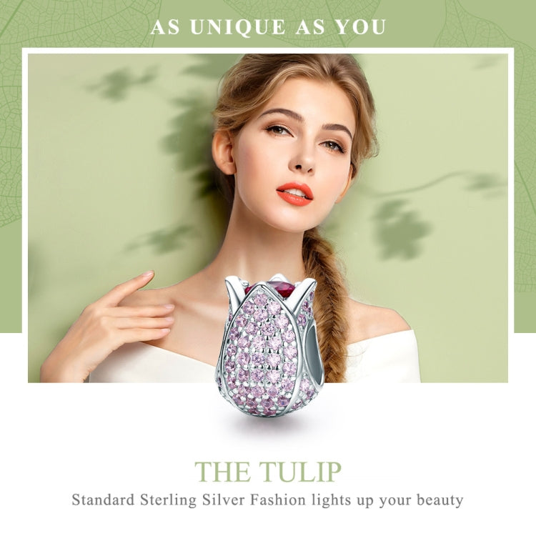 S925 Sterling Silver Accessories Personality Silver Bead Tulip Pendant Bracelet Accessories, SCC569