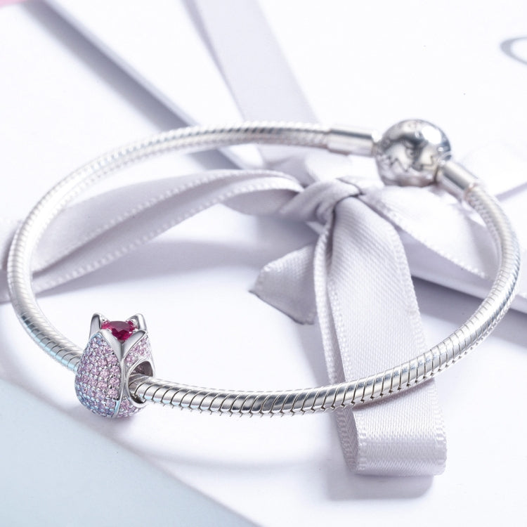 S925 Sterling Silver Accessories Personality Silver Bead Tulip Pendant Bracelet Accessories, SCC569