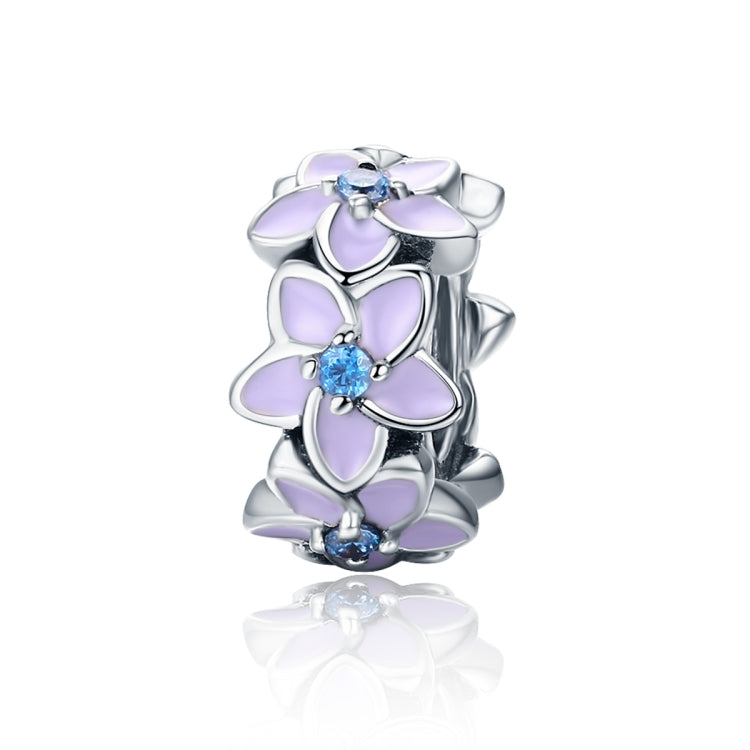 Purple Flower Sterling Silver Bracelet Accessories S925 Diamond Loose Beads, SCC601