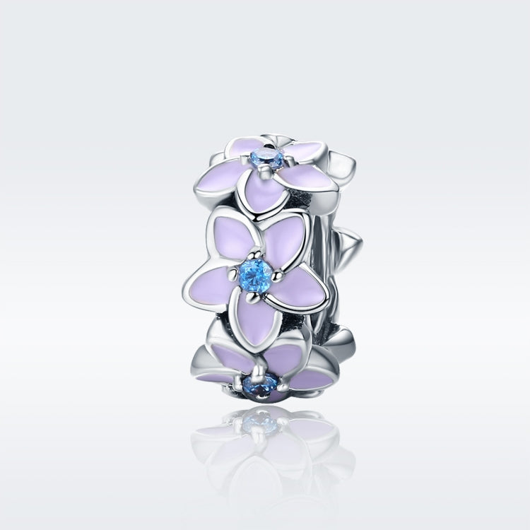 Purple Flower Sterling Silver Bracelet Accessories S925 Diamond Loose Beads, SCC601