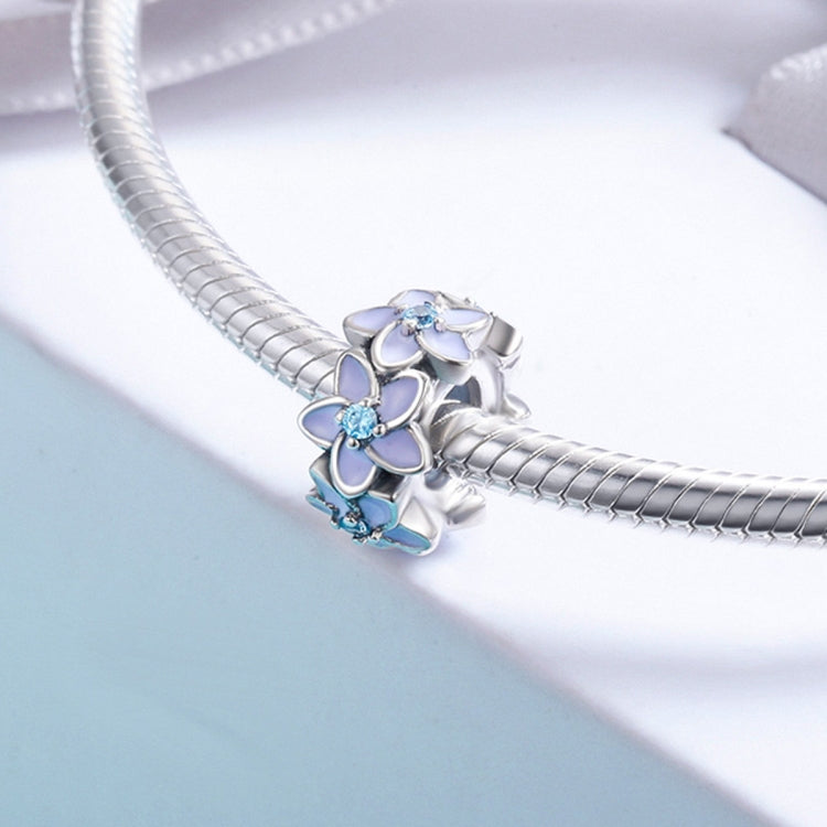 Purple Flower Sterling Silver Bracelet Accessories S925 Diamond Loose Beads, SCC601