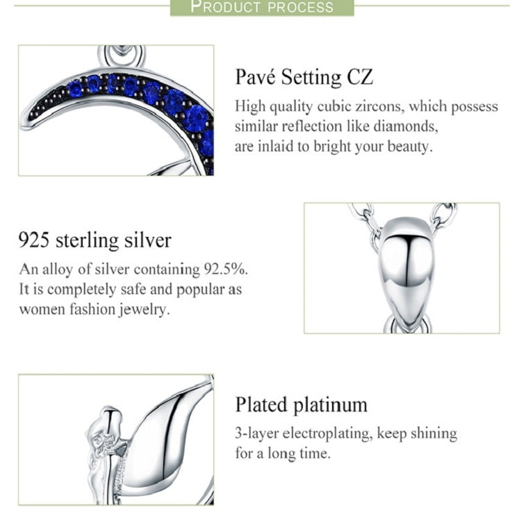 Dark Night Fairy S925 Sterling Silver Necklace With White Gold Plated and Zircon, SCN244