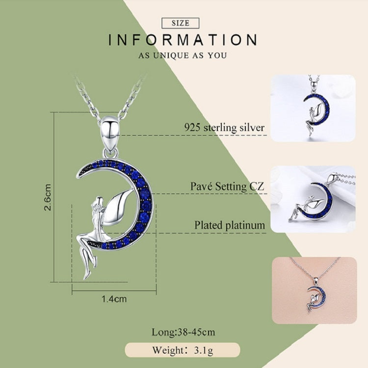 Dark Night Fairy S925 Sterling Silver Necklace With White Gold Plated and Zircon, SCN244