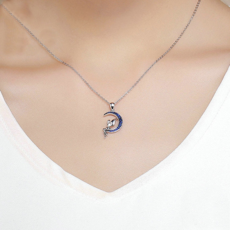 Dark Night Fairy S925 Sterling Silver Necklace With White Gold Plated and Zircon, SCN244