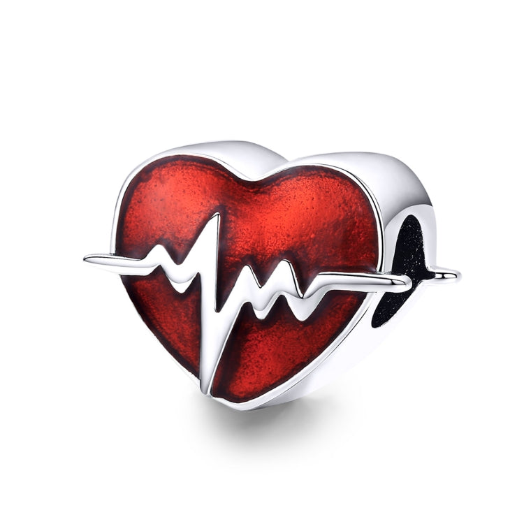 S925 Sterling Silver Red ECG Beaded DIY Love Loose Bead Bracelet Accessories, SCC1151