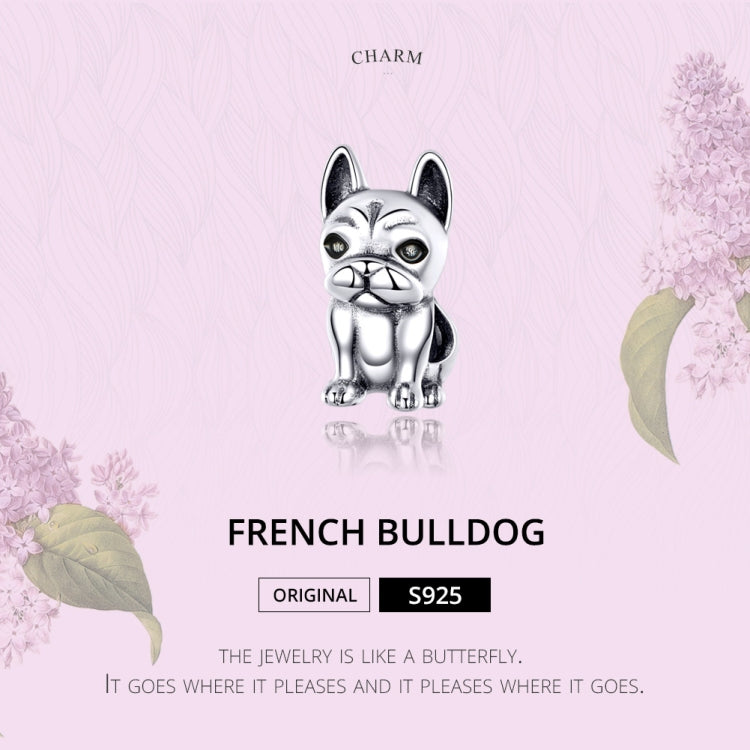 S925 Sterling Silver French Bulldog Beaded DIY Bracelet Loose Beads, SCC1306