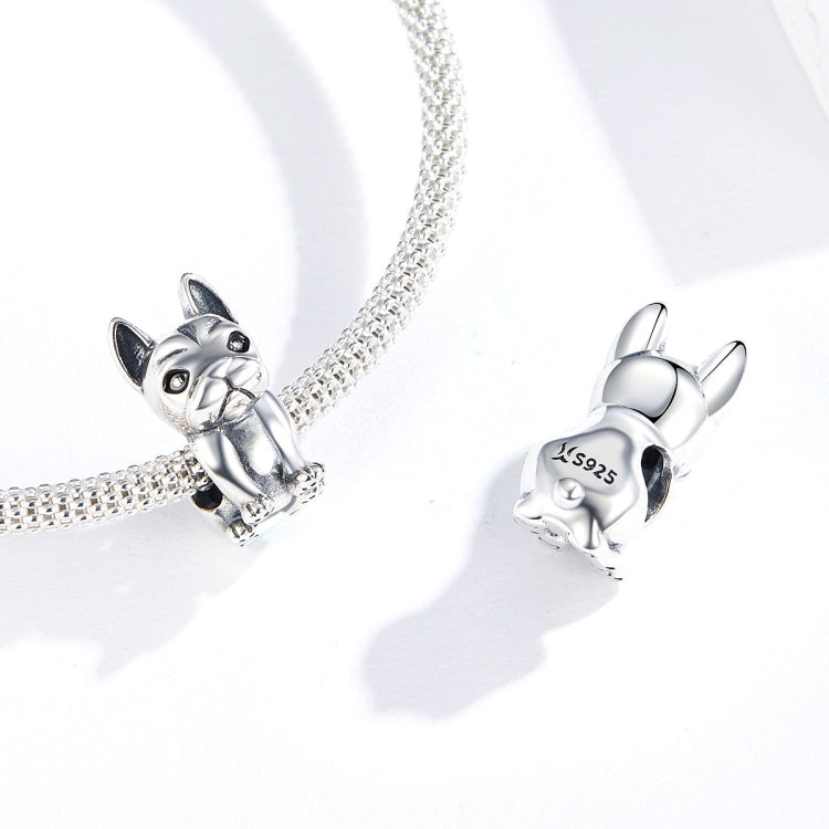 S925 Sterling Silver French Bulldog Beaded DIY Bracelet Loose Beads, SCC1306
