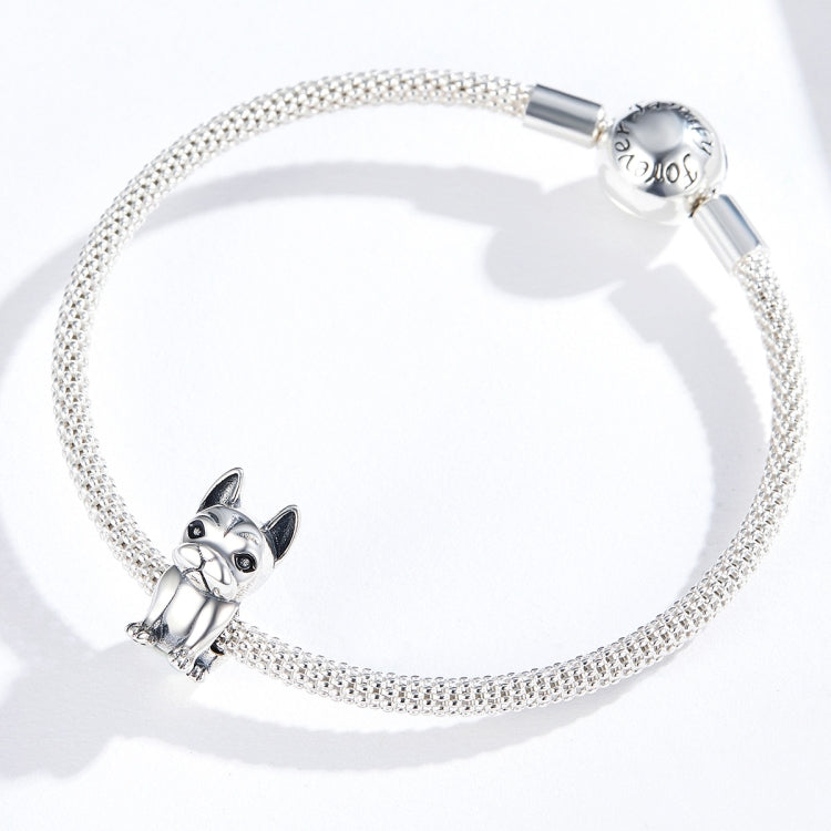 S925 Sterling Silver French Bulldog Beaded DIY Bracelet Loose Beads, SCC1306