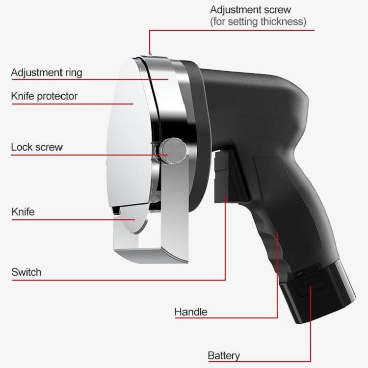 Electric Barbecue Slicing Machine Rechargeable Handheld Barbecue Slicing Knife EU Plug, Black