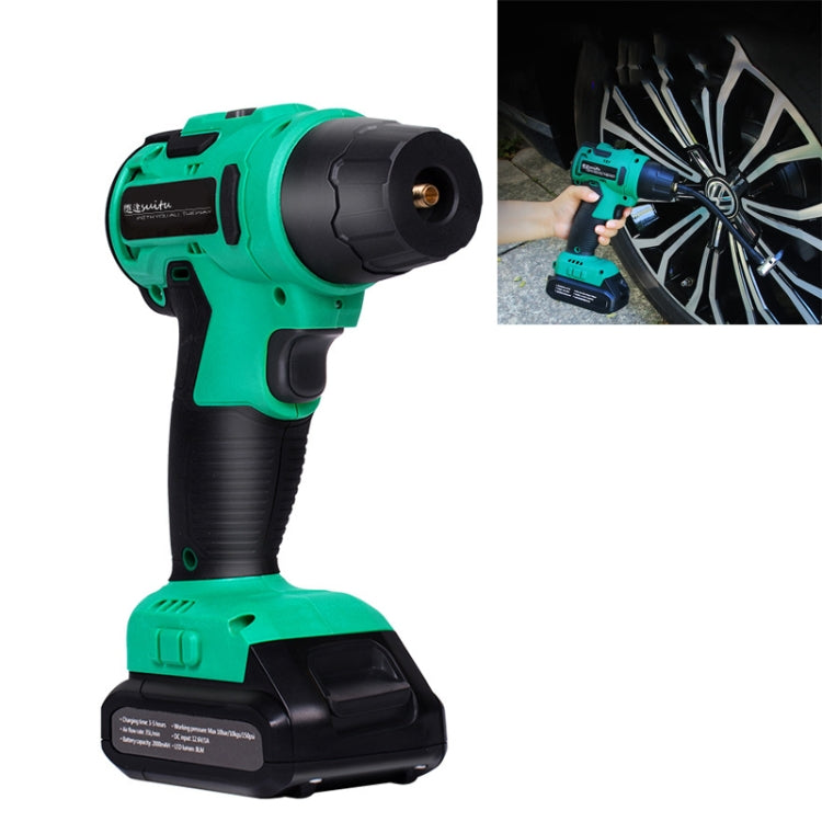 SUITU High-pressure Handheld Smart Digital Display Car Portable Wireless Tire Inflator, Green, Red