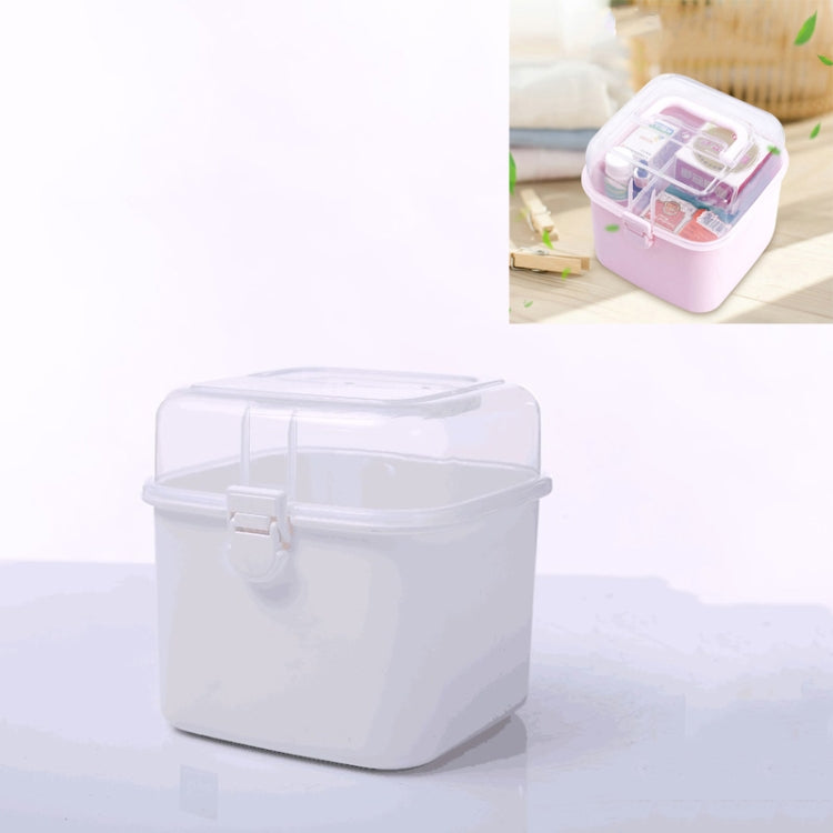 Multifunctional Transparent Plastic Cosmetic Storage Box Household Supplies Storage Pill Box, White, Purple, Gray, Pink, Blue