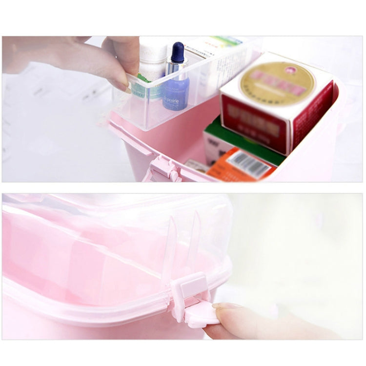 Multifunctional Transparent Plastic Cosmetic Storage Box Household Supplies Storage Pill Box, White, Purple, Gray, Pink, Blue