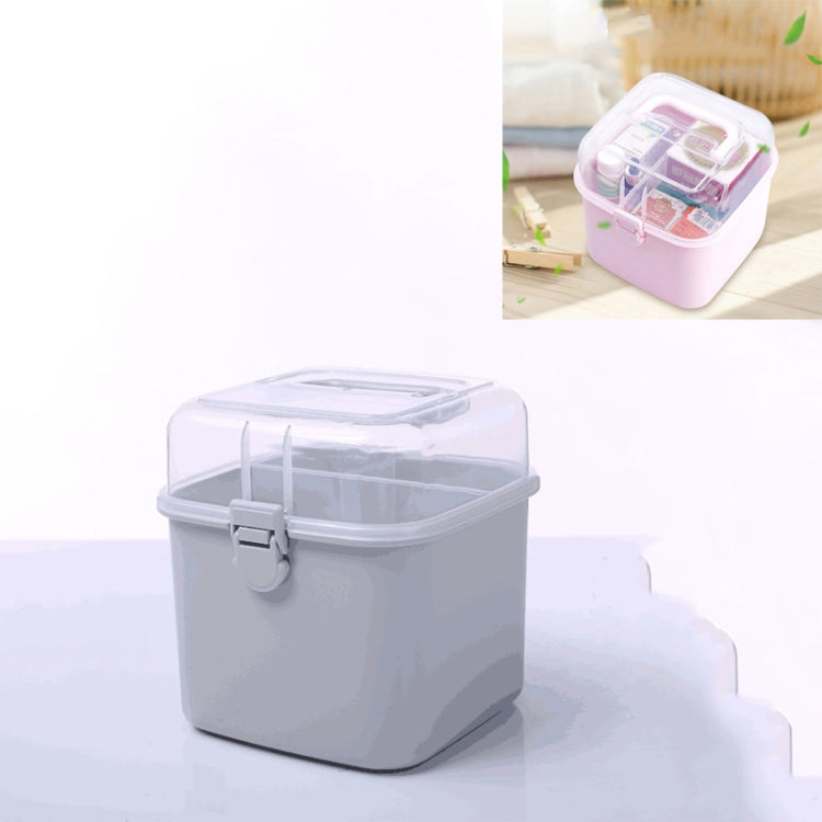 Multifunctional Transparent Plastic Cosmetic Storage Box Household Supplies Storage Pill Box, White, Purple, Gray, Pink, Blue