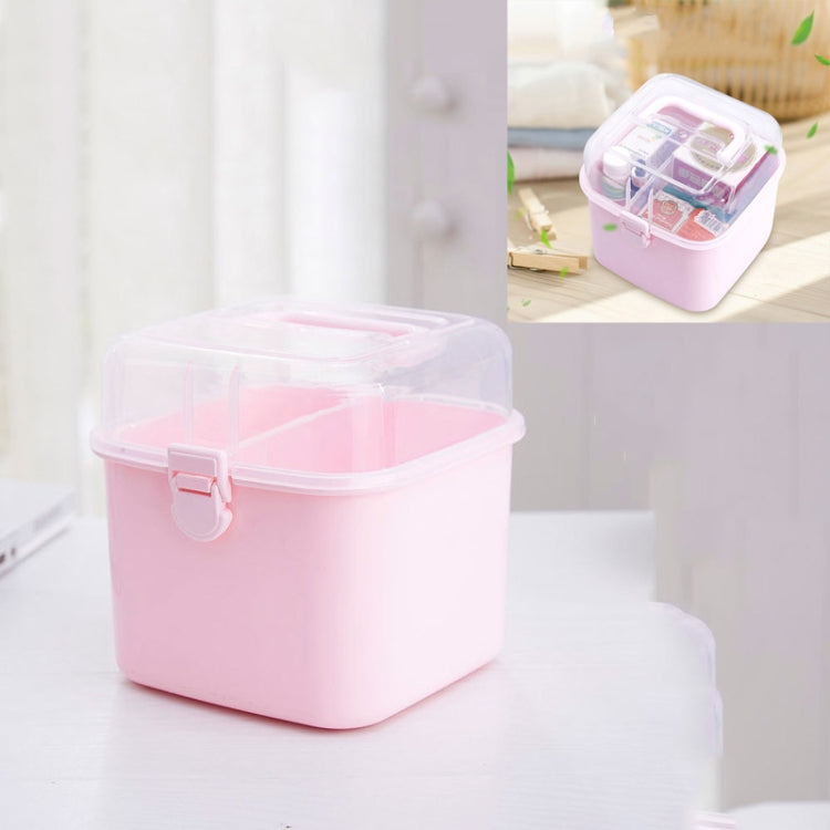Multifunctional Transparent Plastic Cosmetic Storage Box Household Supplies Storage Pill Box, White, Purple, Gray, Pink, Blue