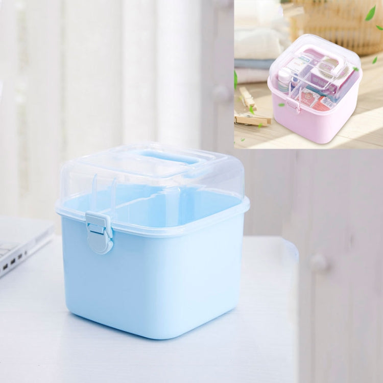 Multifunctional Transparent Plastic Cosmetic Storage Box Household Supplies Storage Pill Box, White, Purple, Gray, Pink, Blue