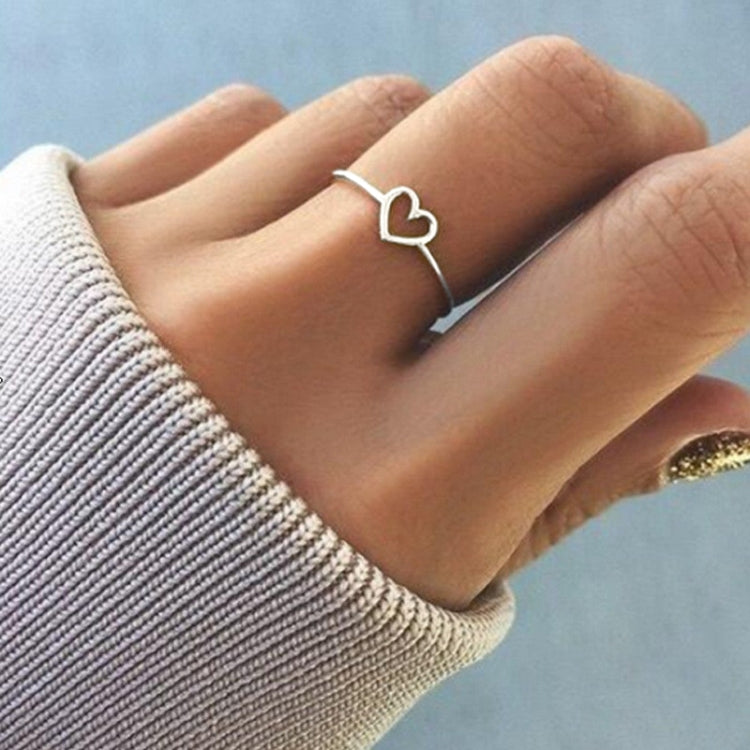 Fashion Heart Shaped Wedding Ring for Woman, White, Rose Gold