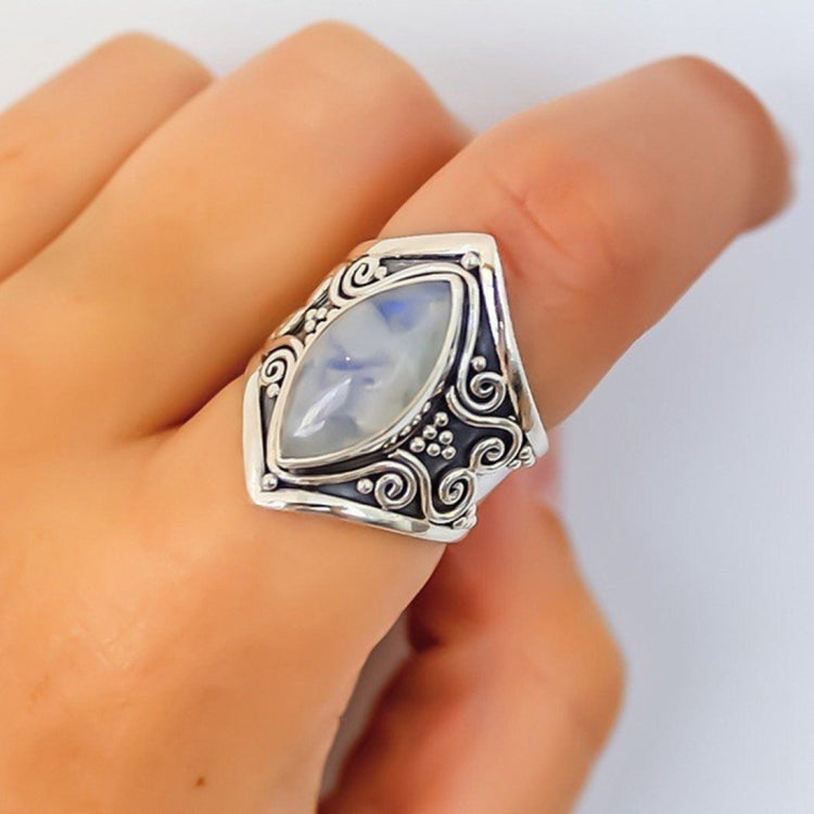 Vintage Silver Big Stone Ring for Women Fashion Bohemian Boho Jewelry, 10, 11, 5, 6, 7, 8, 9
