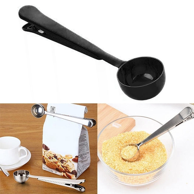 Multifunction Kitchen Coffee Scoop With Clip Stainless Steel Tea Coffee Measuring Cup Coffee Scoop, Coffee Scoop(Rose Gold), Coffee Scoop(Silver), Coffee Scoop(Gold), Coffee Scoop(Black)