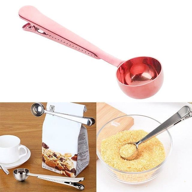 Multifunction Kitchen Coffee Scoop With Clip Stainless Steel Tea Coffee Measuring Cup Coffee Scoop, Coffee Scoop(Rose Gold), Coffee Scoop(Silver), Coffee Scoop(Gold), Coffee Scoop(Black)
