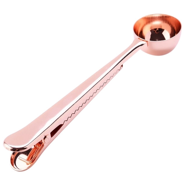 Multifunction Kitchen Coffee Scoop With Clip Stainless Steel Tea Coffee Measuring Cup Coffee Scoop, Coffee Scoop(Rose Gold), Coffee Scoop(Silver), Coffee Scoop(Gold), Coffee Scoop(Black)