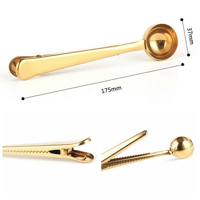 Multifunction Kitchen Coffee Scoop With Clip Stainless Steel Tea Coffee Measuring Cup Coffee Scoop, Coffee Scoop(Rose Gold), Coffee Scoop(Silver), Coffee Scoop(Gold), Coffee Scoop(Black)