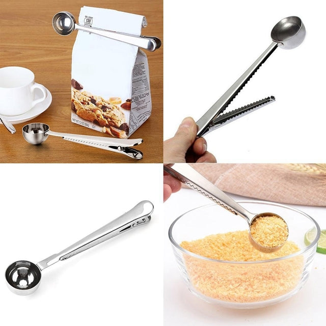 Multifunction Kitchen Coffee Scoop With Clip Stainless Steel Tea Coffee Measuring Cup Coffee Scoop, Coffee Scoop(Rose Gold), Coffee Scoop(Silver), Coffee Scoop(Gold), Coffee Scoop(Black)