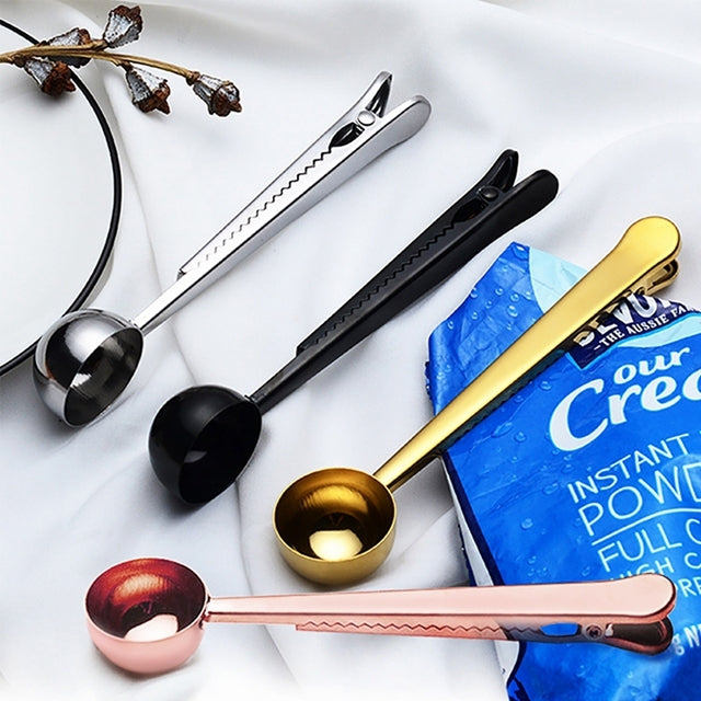 Multifunction Kitchen Coffee Scoop With Clip Stainless Steel Tea Coffee Measuring Cup Coffee Scoop, Coffee Scoop(Rose Gold), Coffee Scoop(Silver), Coffee Scoop(Gold), Coffee Scoop(Black)