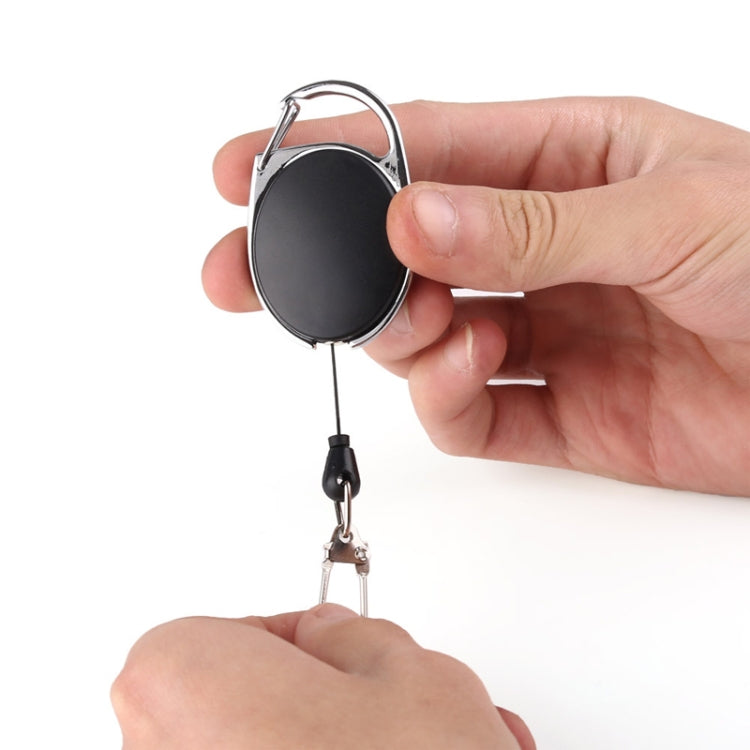 2 PCS Retractable Pull Badge Reel Zinc Alloy ABS ID Lanyard Name Tag Card Badge Key Ring Chain Clips, Key Ring Chain Clips