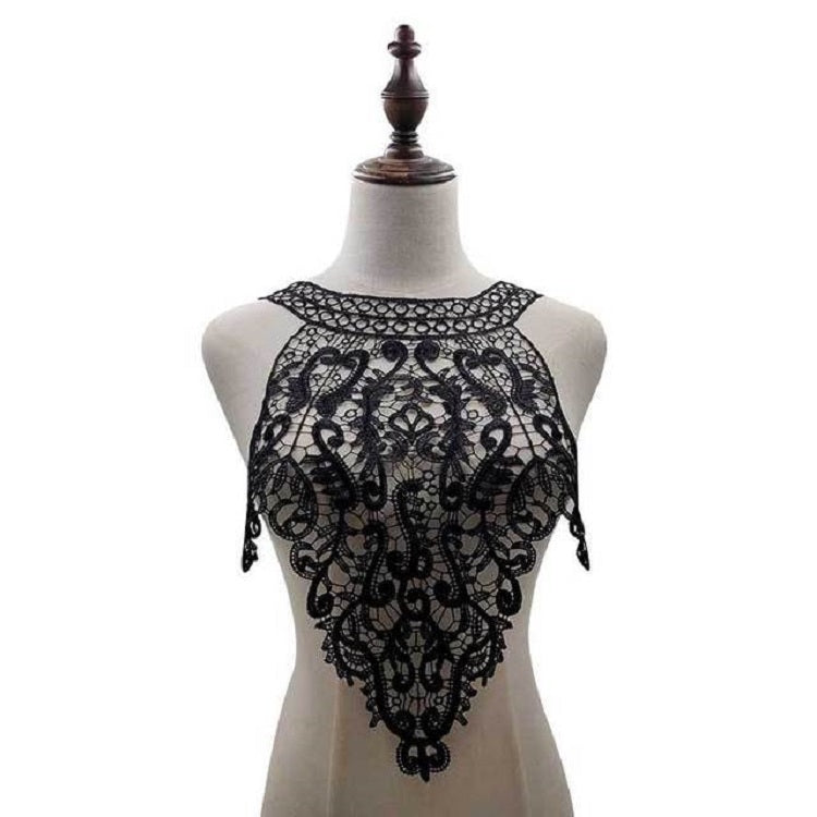 Embroidered Lace Collar Flower Three-dimensional Hollow Fake Collar DIY Clothing Accessories, Blue, Black, Purple Pink, Light Brown, White