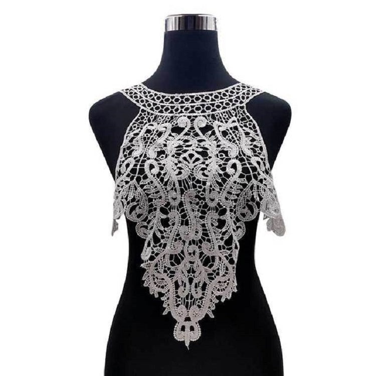 Embroidered Lace Collar Flower Three-dimensional Hollow Fake Collar DIY Clothing Accessories, Blue, Black, Purple Pink, Light Brown, White