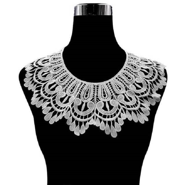 Milk Silk Lace Embroidered Collar Three-dimensional Hollow Fake Collar DIY Clothing Accessories, Size: 32 x 32cm, Sky Blue, Beige, Black, Rose Red, White