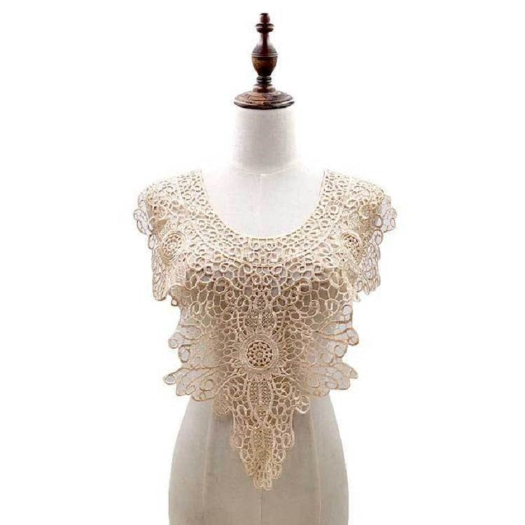 Lace Embroidery Hollow Fake Collar DIY Clothing Accessories, Size: About 55 x 47cm, Red, Beige, Black, Light Brown, White