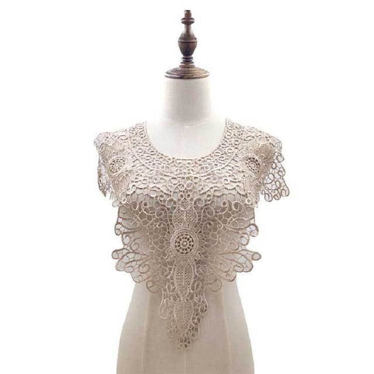 Lace Embroidery Hollow Fake Collar DIY Clothing Accessories, Size: About 55 x 47cm, Red, Beige, Black, Light Brown, White