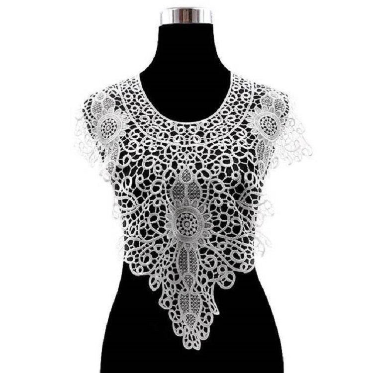 Lace Embroidery Hollow Fake Collar DIY Clothing Accessories, Size: About 55 x 47cm, Red, Beige, Black, Light Brown, White