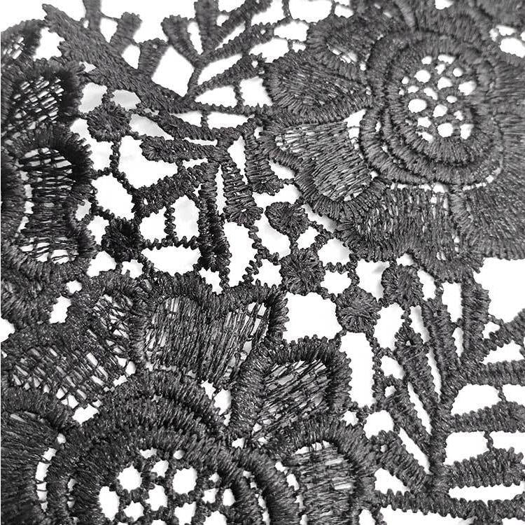 1 Pair Three-dimensional Hollow Flower Embroidery Collar Flower DIY Clothing Accessories, Unilateral Size: About 30 x 18cm, Black, Gold
