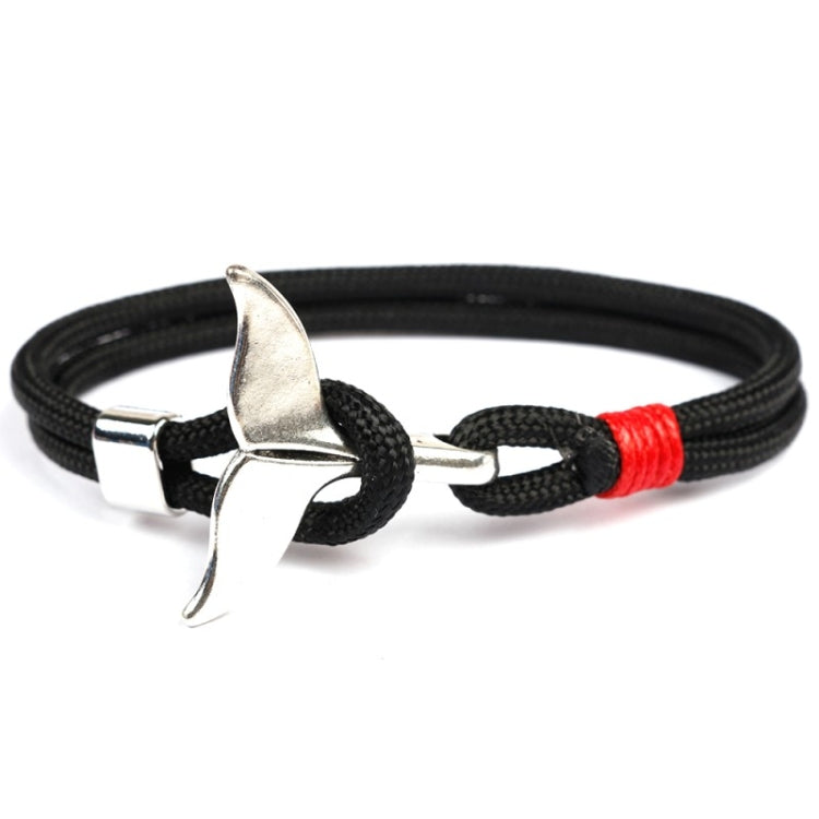 Whale Tail Anchor Charm Nautical Survival Rope Chain Bracelets, Black blue, Yellow, Colorful, Blue, Dark blue, Black, Black red, Red