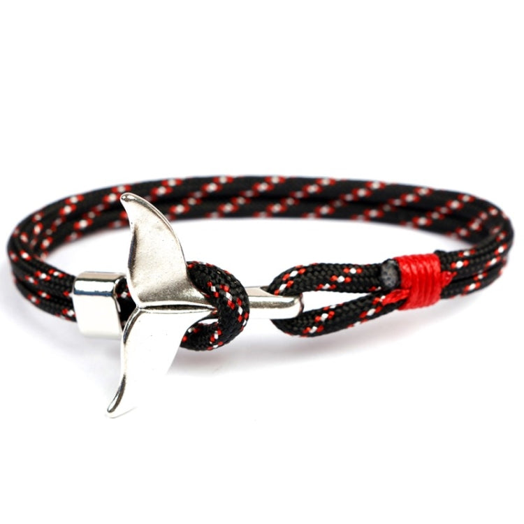 Whale Tail Anchor Charm Nautical Survival Rope Chain Bracelets, Black blue, Yellow, Colorful, Blue, Dark blue, Black, Black red, Red