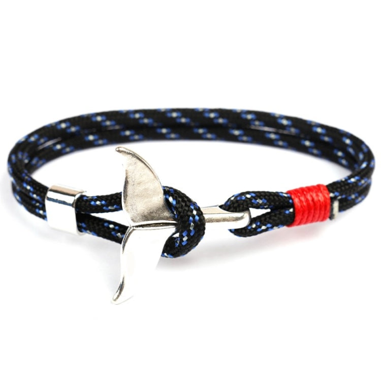 Whale Tail Anchor Charm Nautical Survival Rope Chain Bracelets, Black blue, Yellow, Colorful, Blue, Dark blue, Black, Black red, Red