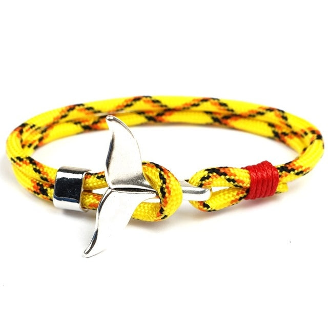 Whale Tail Anchor Charm Nautical Survival Rope Chain Bracelets, Black blue, Yellow, Colorful, Blue, Dark blue, Black, Black red, Red