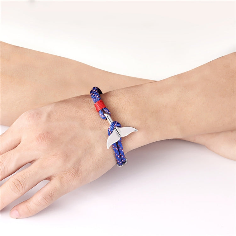 Whale Tail Anchor Charm Nautical Survival Rope Chain Bracelets, Black blue, Yellow, Colorful, Blue, Dark blue, Black, Black red, Red