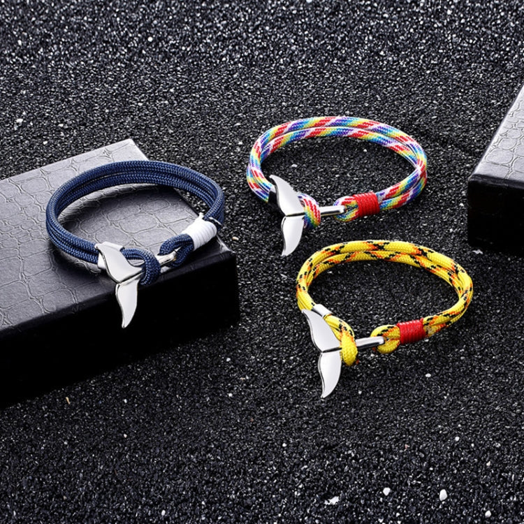 Whale Tail Anchor Charm Nautical Survival Rope Chain Bracelets, Black blue, Yellow, Colorful, Blue, Dark blue, Black, Black red, Red