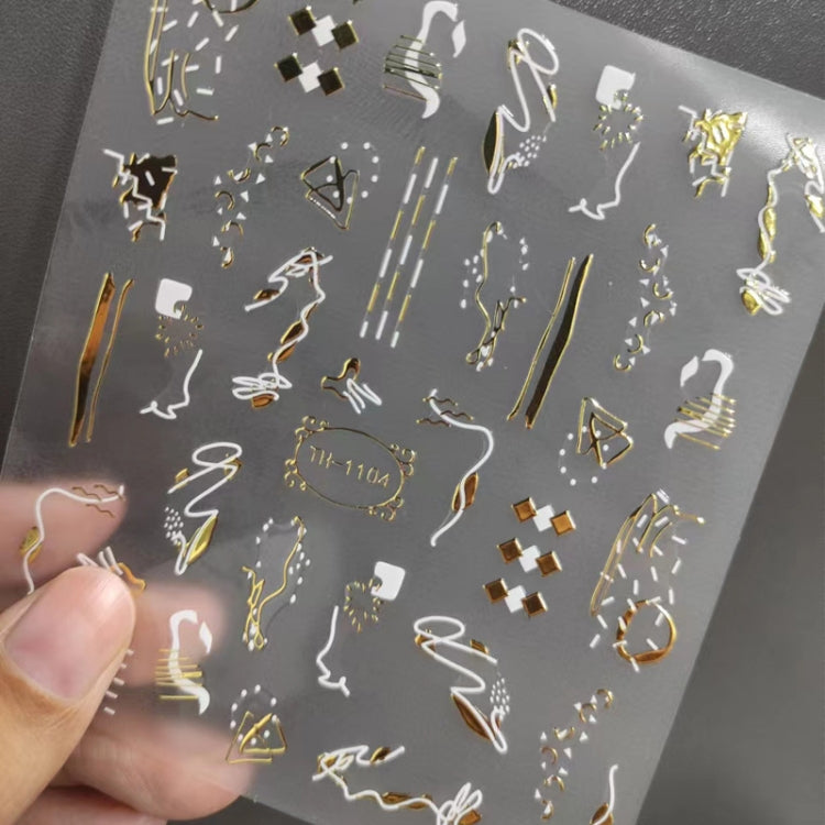 10pcs Frosted Transparent Back Adhesive Bronzing Smudged Nail Art Sticker, TH-1113, TH-1114