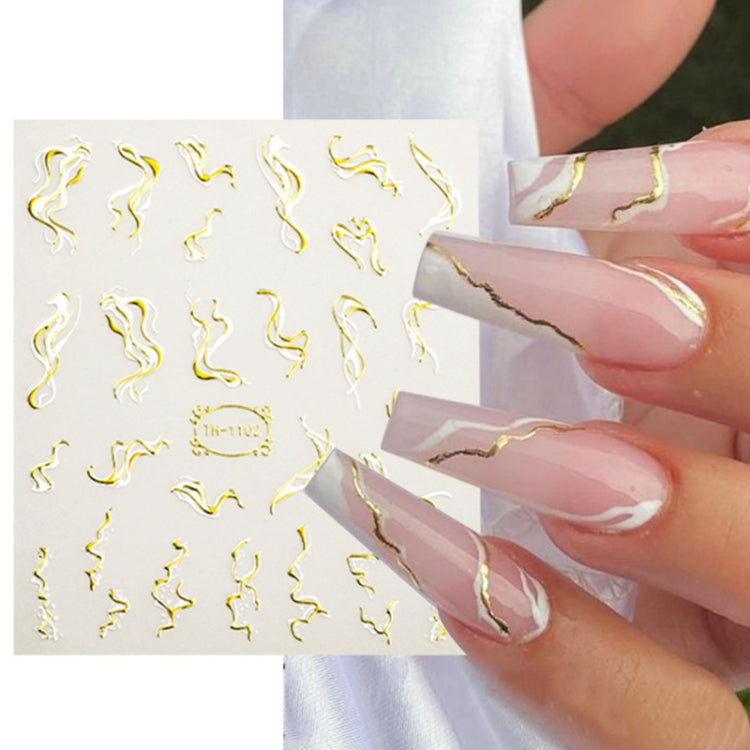 10pcs Frosted Transparent Back Adhesive Bronzing Smudged Nail Art Sticker, TH-1113, TH-1114