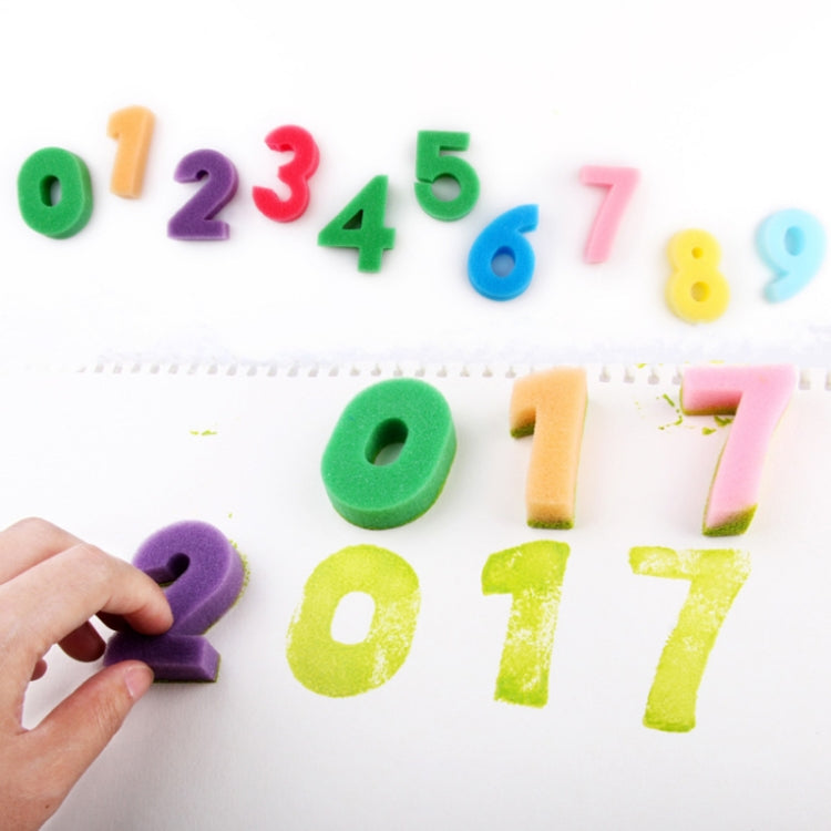 5 Sets Sponge Painting Brush Children Art Painting Seal Tool, Random Color Delivery, 0-9 Digital Sponge