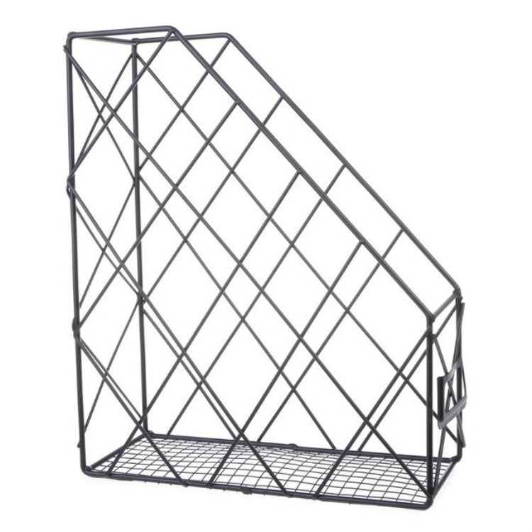 Magazine Holder Modern Desktop Book Storage Rack Iron Bookshelf, (Black)