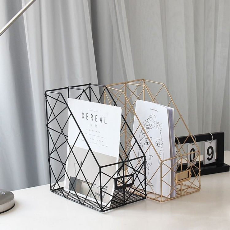 Magazine Holder Modern Desktop Book Storage Rack Iron Bookshelf, (Black)